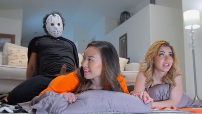 StepSiblingsCaught-Stepsisters Scary Halloween Sleepover-FOXNXX.COM